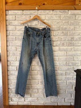 American Eagle Outfitters Men's Faded Blue Straight Jeans
